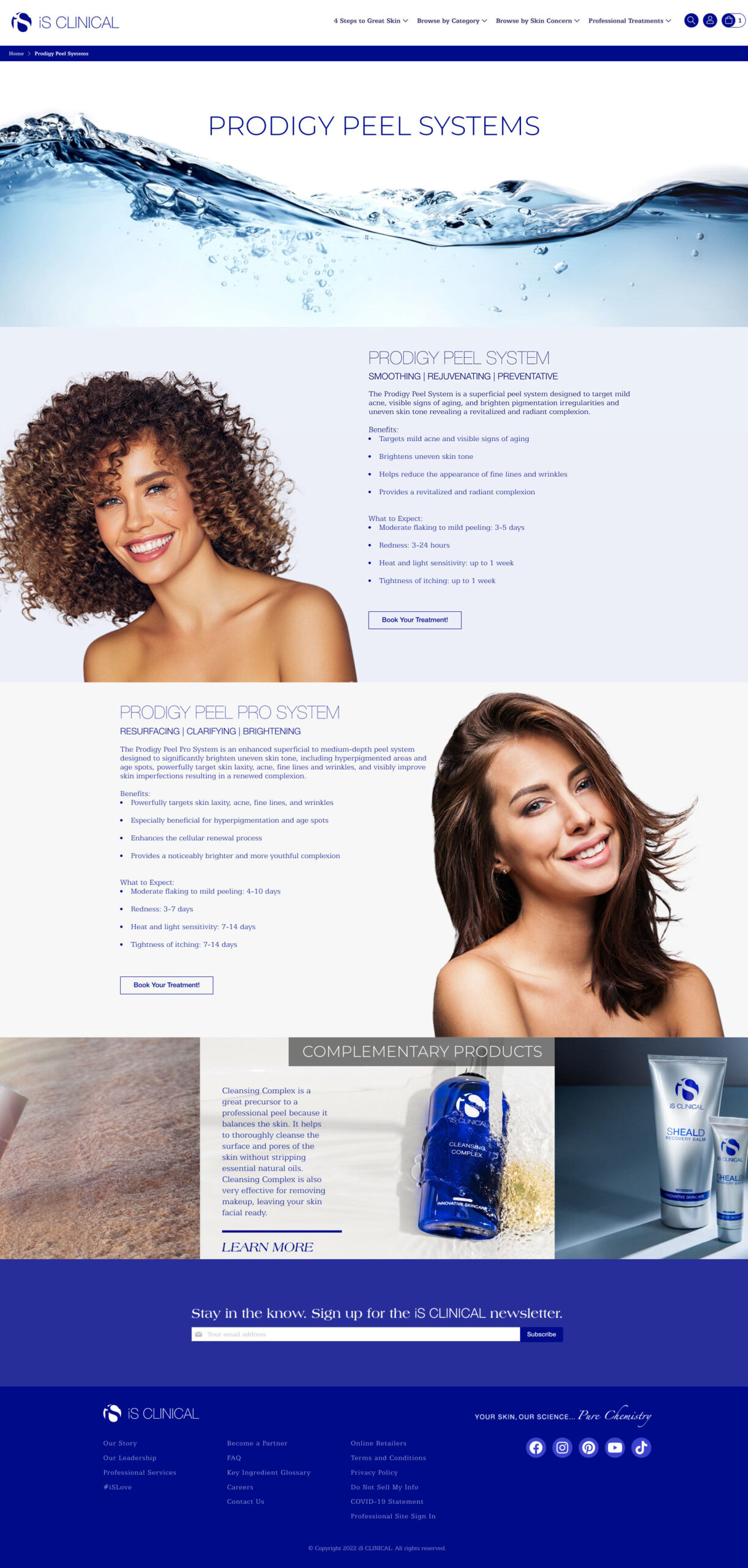 Prodigy Peels services page on isclinical.com